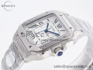 Santos de Cartier 35mm SS 2018 BVF 1:1 Best Edition White Dial on SS SmartLinks Bracelet MIYOTA 9015 V2 - Image 5