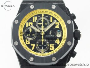 Royal Oak Offshore Bumble Bee Forged Carbon 1:1 JF Best Edition on Leather Strap A7750 w/ Cyclops & DW Mod - Image 2