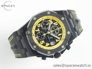 Royal Oak Offshore Bumble Bee Forged Carbon 1:1 JF Best Edition on Leather Strap A7750 w/ Cyclops & DW Mod - Image 7