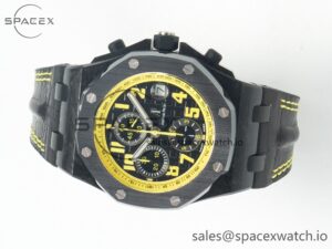 Royal Oak Offshore Bumble Bee Forged Carbon 1:1 JF Best Edition on Leather Strap A7750 w/ Cyclops & DW Mod - Image 8