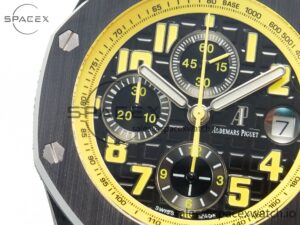 Royal Oak Offshore Bumble Bee Forged Carbon 1:1 JF Best Edition on Leather Strap A7750 w/ Cyclops & DW Mod - Image 9