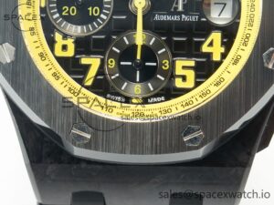 Royal Oak Offshore Bumble Bee Forged Carbon 1:1 JF Best Edition on Leather Strap A7750 w/ Cyclops & DW Mod - Image 12