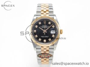 DateJust 36 126231 Clean 1:1 Best Edition 904L Steel Black Diamonds Dial on SS/RG Jubilee Bracelet VR3235