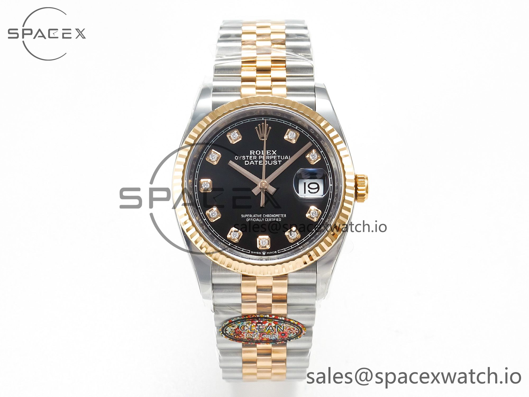 IMG_1929 拷贝 DateJust 36 126231 Clean 1:1 Best Edition 904L Steel Black Diamonds Dial on SS/RG Jubilee Bracelet VR3235 - Image 1