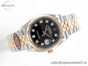 DateJust 36 126231 Clean 1:1 Best Edition 904L Steel Black Diamonds Dial on SS/RG Jubilee Bracelet VR3235 - Image 7