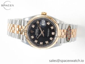 DateJust 36 126231 Clean 1:1 Best Edition 904L Steel Black Diamonds Dial on SS/RG Jubilee Bracelet VR3235 - Image 8