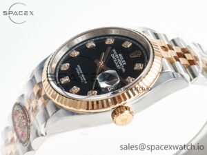 DateJust 36 126231 Clean 1:1 Best Edition 904L Steel Black Diamonds Dial on SS/RG Jubilee Bracelet VR3235 - Image 5