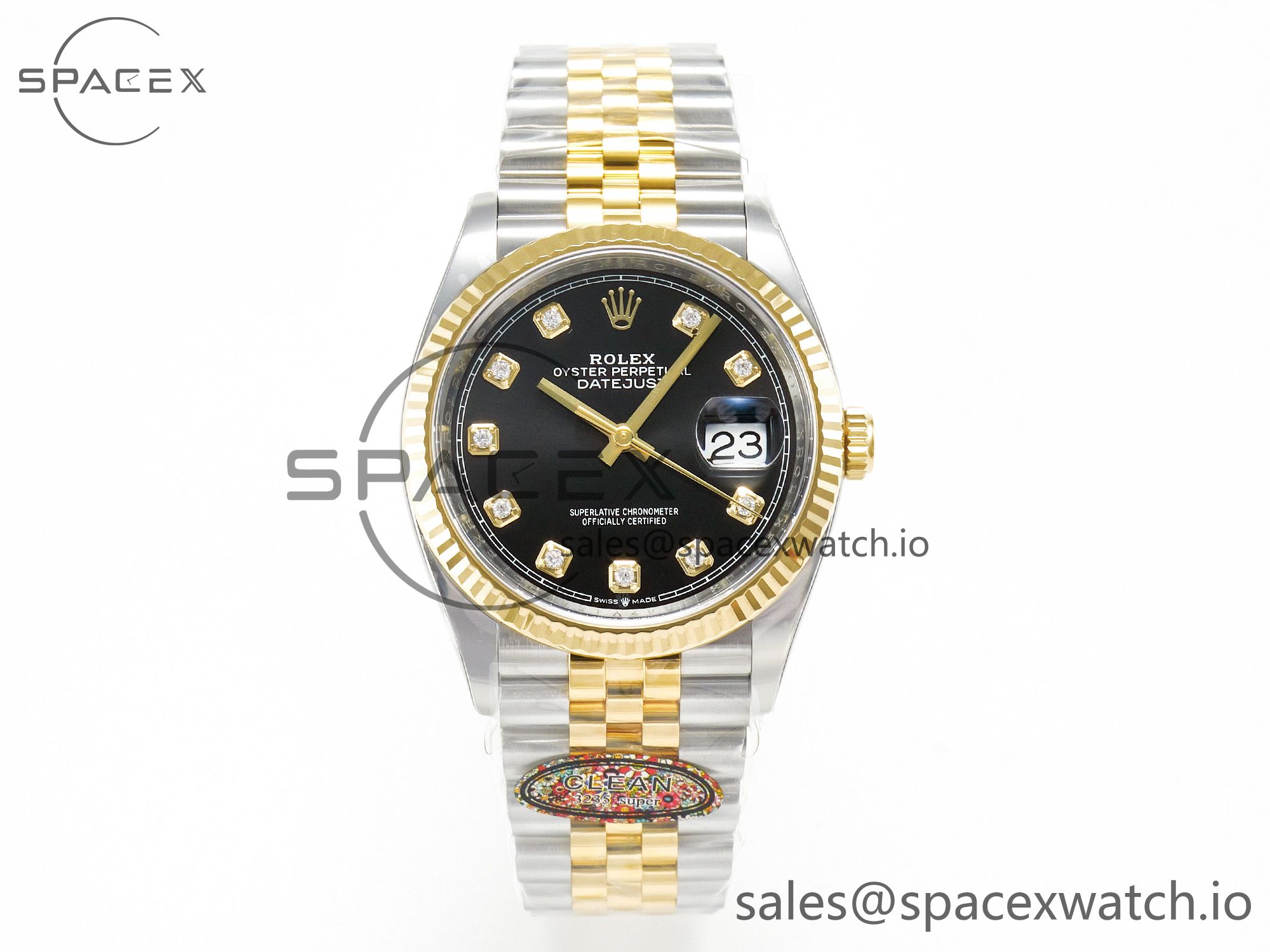 IMG_1987 拷贝 DateJust 36 126233 Clean 1:1 Best Edition 904L Steel Black Diamonds Dial on SS/YG Jubilee Bracelet VR3235 - Image 1