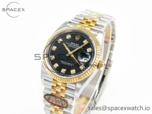 DateJust 36 126233 Clean 1:1 Best Edition 904L Steel Black Diamonds Dial on SS/YG Jubilee Bracelet VR3235 - Image 4