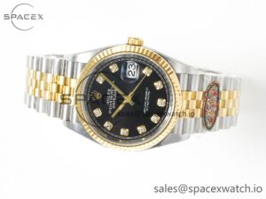 DateJust 36 126233 Clean 1:1 Best Edition 904L Steel Black Diamonds Dial on SS/YG Jubilee Bracelet VR3235 - Image 8