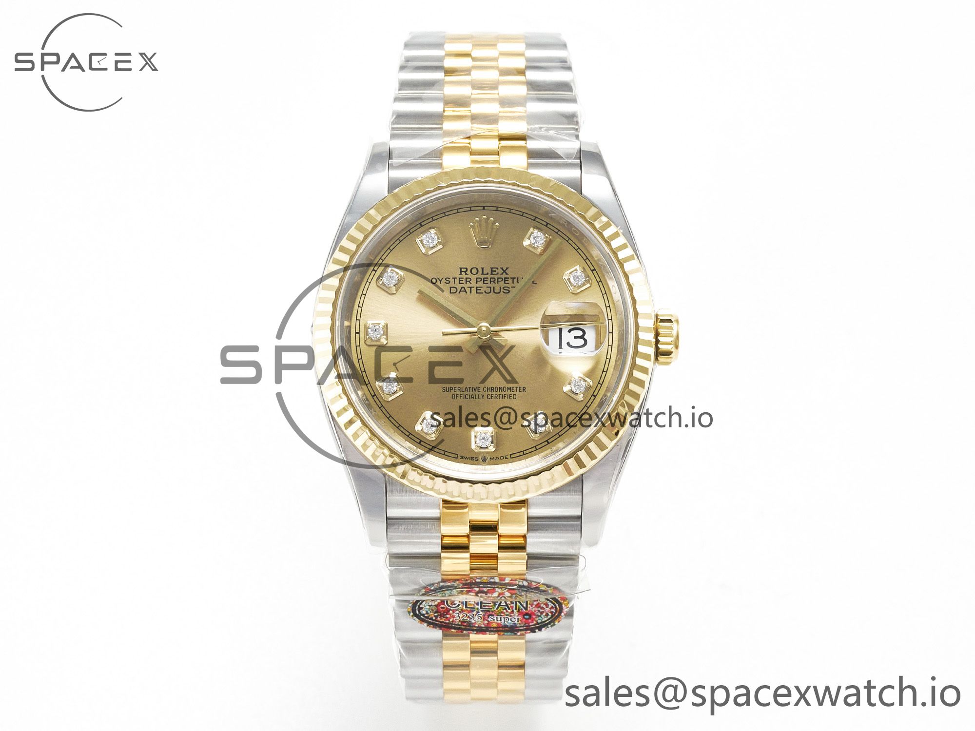 IMG_2005 拷贝 DateJust 36 126233 Clean 1:1 Best Edition 904L Steel YG Diamonds Dial on SS/YG Jubilee Bracelet VR3235 - Image 1