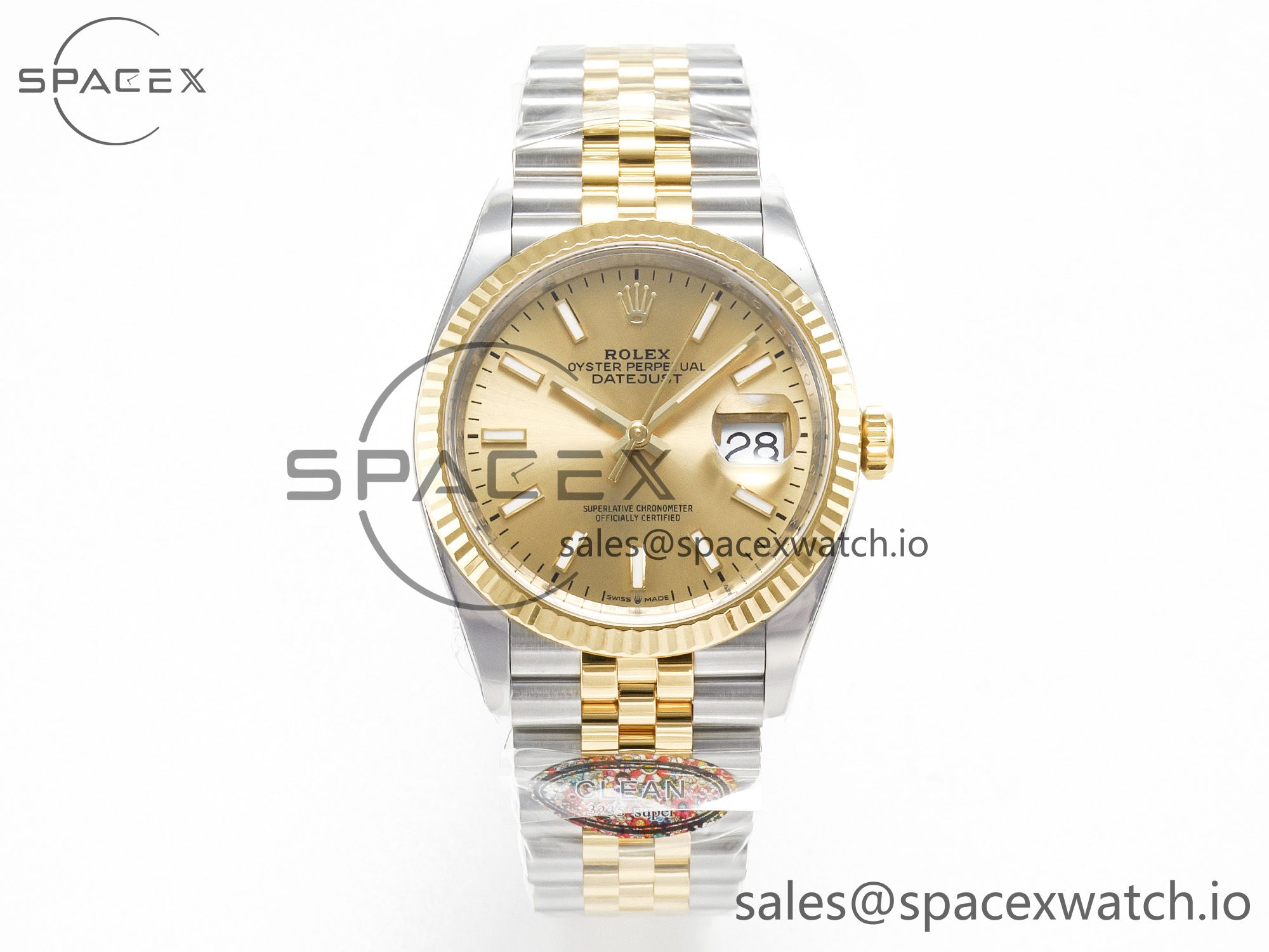IMG_2020 拷贝 DateJust 36 126233 Clean 1:1 Best Edition 904L Steel YG Stick Dial on SS/YG Jubilee Bracelet VR3235 - Image 1