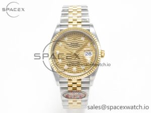 DateJust 36 126233 Clean 1:1 Best Edition 904L Steel YG Textured Diamonds Dial on SS/YG Jubilee Bracelet VR3235