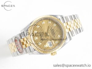 DateJust 36 126233 Clean 1:1 Best Edition 904L Steel YG Textured Diamonds Dial on SS/YG Jubilee Bracelet VR3235 - Image 7