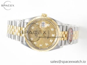 DateJust 36 126233 Clean 1:1 Best Edition 904L Steel YG Textured Diamonds Dial on SS/YG Jubilee Bracelet VR3235 - Image 8