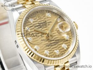 DateJust 36 126233 Clean 1:1 Best Edition 904L Steel YG Textured Diamonds Dial on SS/YG Jubilee Bracelet VR3235 - Image 3