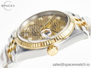 DateJust 36 126233 Clean 1:1 Best Edition 904L Steel YG Textured Diamonds Dial on SS/YG Jubilee Bracelet VR3235 - Image 5