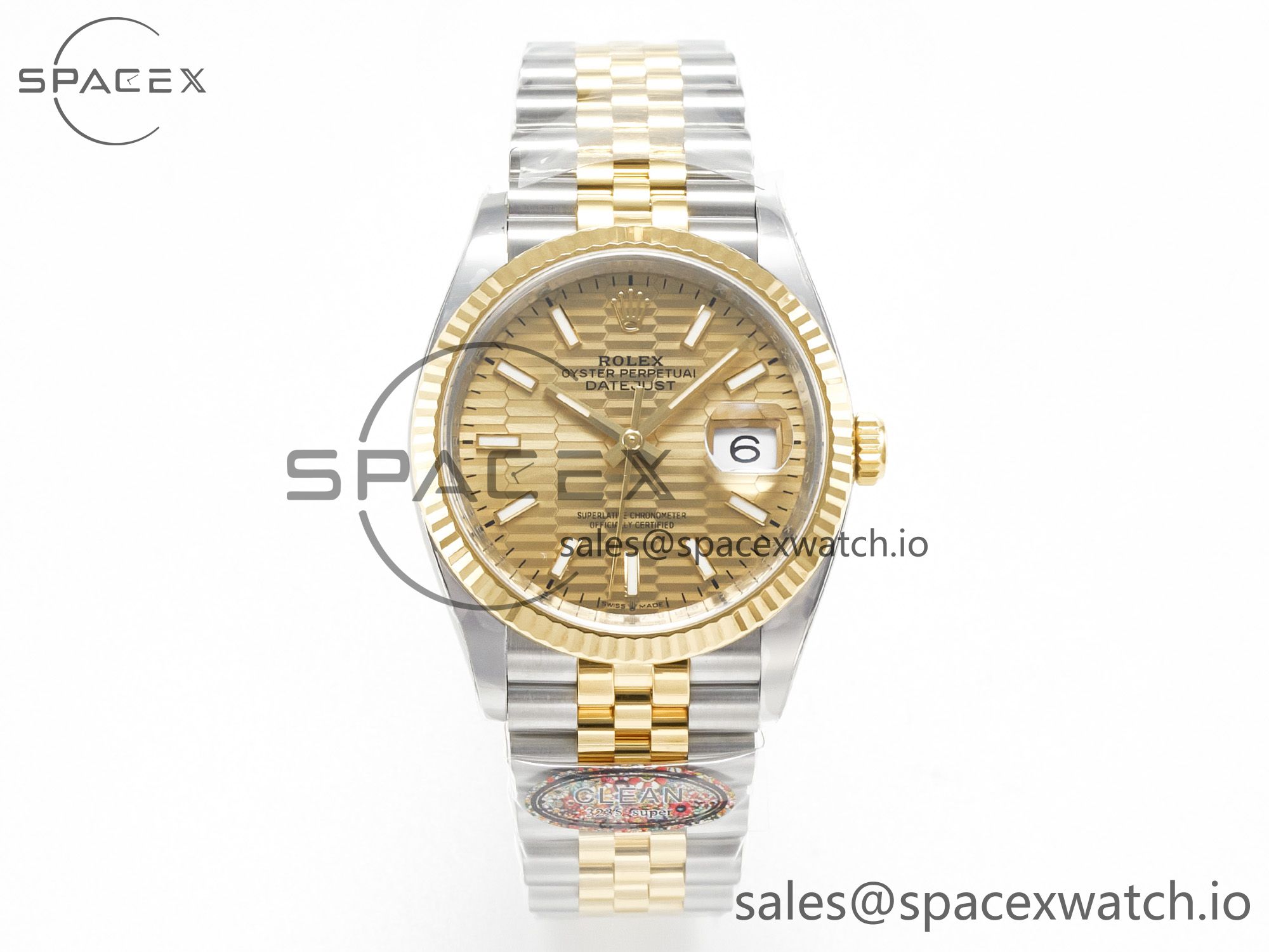 IMG_2051 拷贝 DateJust 36 126233 Clean 1:1 Best Edition 904L Steel YG Textured Stick Dial on SS/YG Jubilee Bracelet VR3235 - Image 1