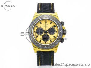 Daytona DIW Yellow Carbon N6F 1:1 Best Edition Yellow/Black Dial on Black Nylon Strap SA4130 V2