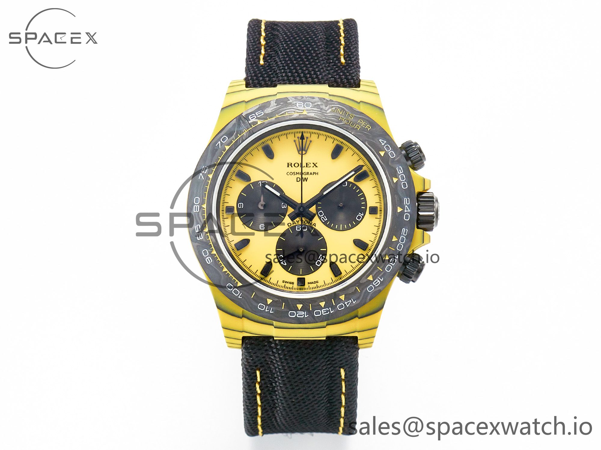 IMG_2099 拷贝 Daytona DIW Yellow Carbon N6F 1:1 Best Edition Yellow/Black Dial on Black Nylon Strap SA4130 V2 - Image 1