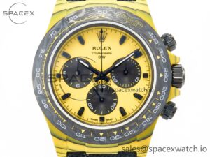 Daytona DIW Yellow Carbon N6F 1:1 Best Edition Yellow/Black Dial on Black Nylon Strap SA4130 V2 - Image 2