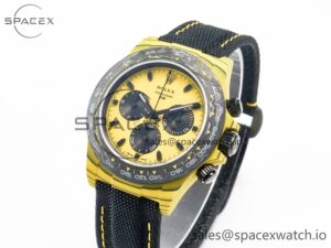 Daytona DIW Yellow Carbon N6F 1:1 Best Edition Yellow/Black Dial on Black Nylon Strap SA4130 V2 - Image 4