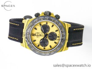 Daytona DIW Yellow Carbon N6F 1:1 Best Edition Yellow/Black Dial on Black Nylon Strap SA4130 V2 - Image 8