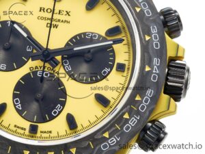 Daytona DIW Yellow Carbon N6F 1:1 Best Edition Yellow/Black Dial on Black Nylon Strap SA4130 V2 - Image 11
