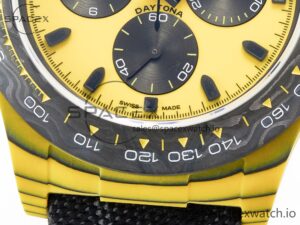 Daytona DIW Yellow Carbon N6F 1:1 Best Edition Yellow/Black Dial on Black Nylon Strap SA4130 V2 - Image 12