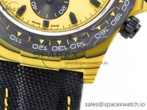 Daytona DIW Yellow Carbon N6F 1:1 Best Edition Yellow/Black Dial on Black Nylon Strap SA4130 V2 - Image 13