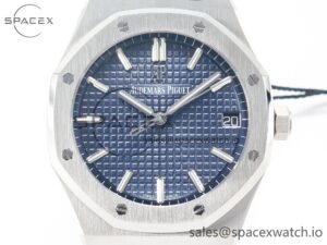 Royal Oak 41mm 15500 SS ZF 1:1 Best Edition Blue Textured Dial on SS Bracelet SA4302 Super Clone V3 - Image 2