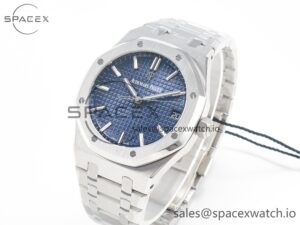 Royal Oak 41mm 15500 SS ZF 1:1 Best Edition Blue Textured Dial on SS Bracelet SA4302 Super Clone V3 - Image 4