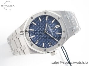 Royal Oak 41mm 15500 SS ZF 1:1 Best Edition Blue Textured Dial on SS Bracelet SA4302 Super Clone V3 - Image 7