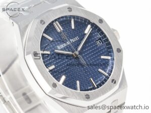 Royal Oak 41mm 15500 SS ZF 1:1 Best Edition Blue Textured Dial on SS Bracelet SA4302 Super Clone V3 - Image 3