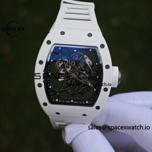 1: 1. Customized Best Version RM-055 White Ceramic, Titanium Rubber Inner Shell, Vaucher RMUL2 Super Movement, White Rubber Strap, Titanium Buckle - Image 34