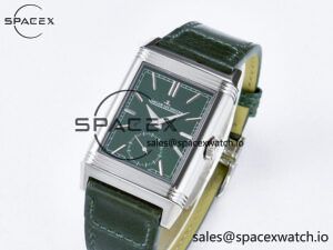 Reverso Tribute Duoface Small Seconds SS MGF Best Edition Green Dial on Green Leather Strap A854A - Image 8