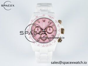 Daytona AET White Ceramic Case and Bracelet Pink Dial N6F Best Edition SA4130