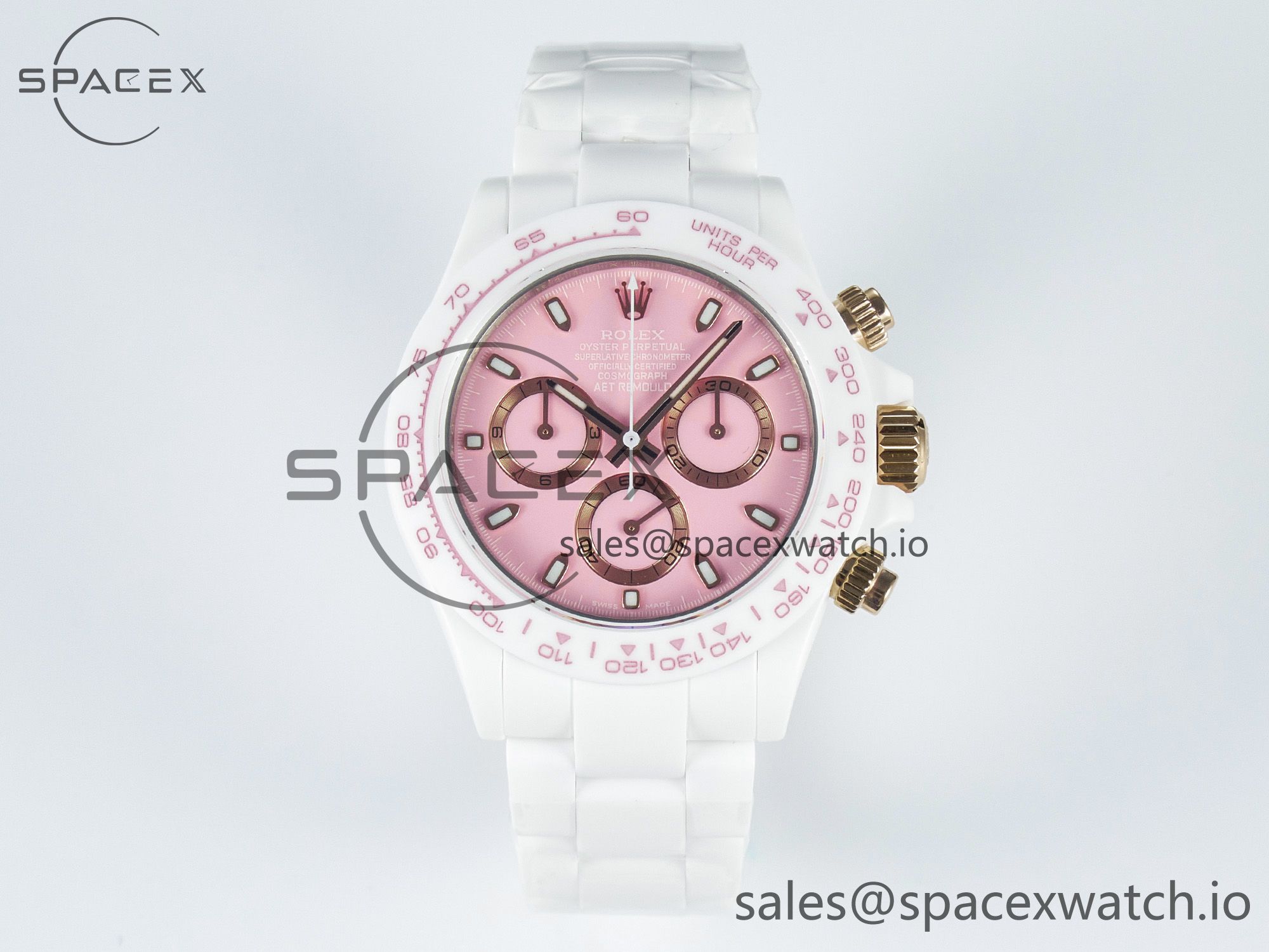 IMG_0006 拷贝 Daytona AET White Ceramic Case and Bracelet Pink Dial N6F Best Edition SA4130 - Image 1
