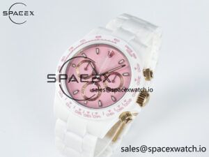Daytona AET White Ceramic Case and Bracelet Pink Dial N6F Best Edition SA4130 - Image 4
