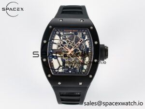 RM035-02 RG Black Ceramic SONIC Best Edition Skeleton Dial on Black Rubber Strap Clone RMUL1