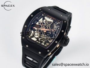 RM035-02 RG Black Ceramic SONIC Best Edition Skeleton Dial on Black Rubber Strap Clone RMUL1 - Image 4