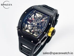 RM035-02 Black Ceramic SONIC Best Edition Skeleton Dial on Black Rubber Strap Clone RMUL1 - Image 4