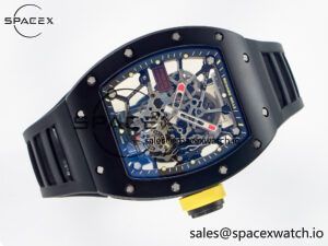 RM035-02 Black Ceramic SONIC Best Edition Skeleton Dial on Black Rubber Strap Clone RMUL1 - Image 8