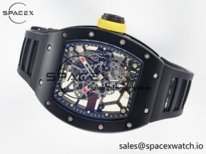 RM035-02 Black Ceramic SONIC Best Edition Skeleton Dial on Black Rubber Strap Clone RMUL1 - Image 7