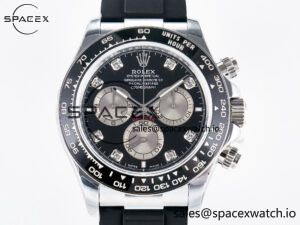 Daytona 126519 QF 1:1 Best Edition Black/Silver Diamonds Dial on Oysterflex Strap SH4131 V6(Gain Weight) - Image 2