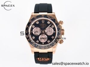 Daytona 126515 QF 1:1 Best Edition Black/RG Diamonds Dial on Oysterflex Strap SH4131 V6(Gain Weight)