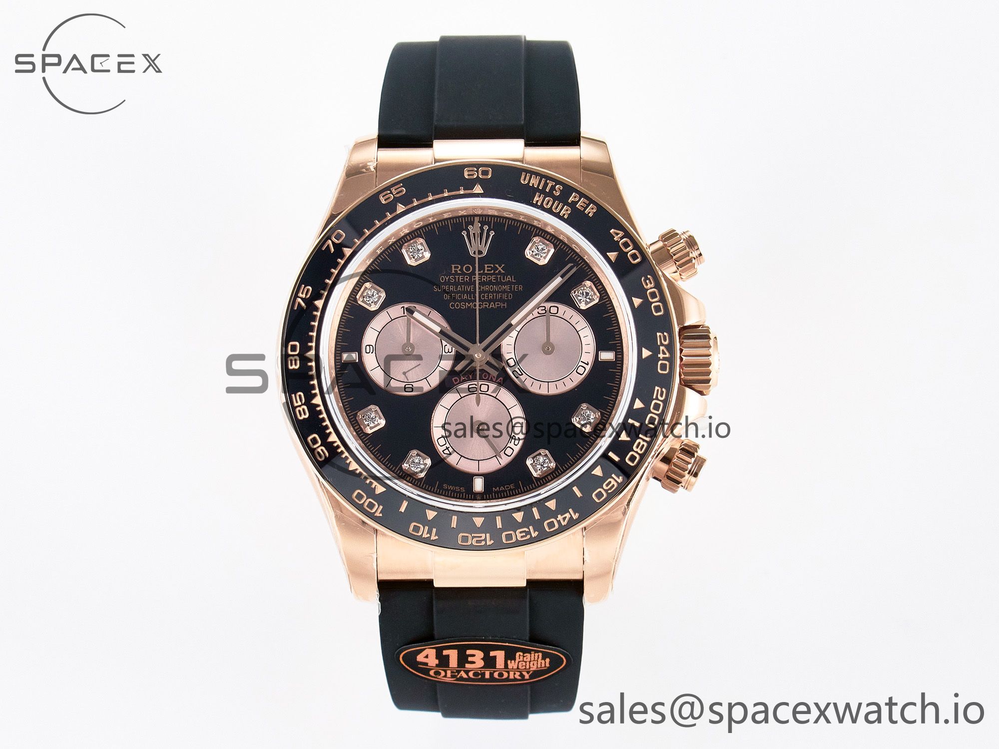 IMG_0484 拷贝 Daytona 126515 QF 1:1 Best Edition Black/RG Diamonds Dial on Oysterflex Strap SH4131 V6(Gain Weight) - Image 1