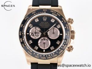 Daytona 126515 QF 1:1 Best Edition Black/RG Diamonds Dial on Oysterflex Strap SH4131 V6(Gain Weight) - Image 2