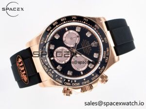 Daytona 126515 QF 1:1 Best Edition Black/RG Diamonds Dial on Oysterflex Strap SH4131 V6(Gain Weight) - Image 8
