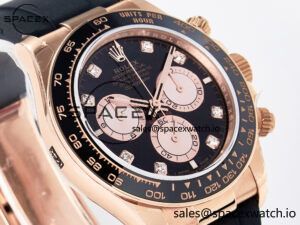 Daytona 126515 QF 1:1 Best Edition Black/RG Diamonds Dial on Oysterflex Strap SH4131 V6(Gain Weight) - Image 3